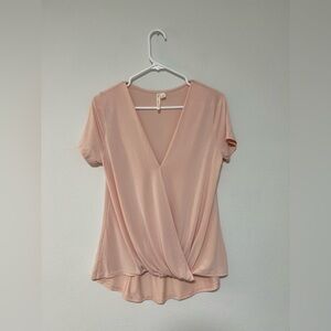 Mi Ami Pale Peach Surplice V-Neck Top